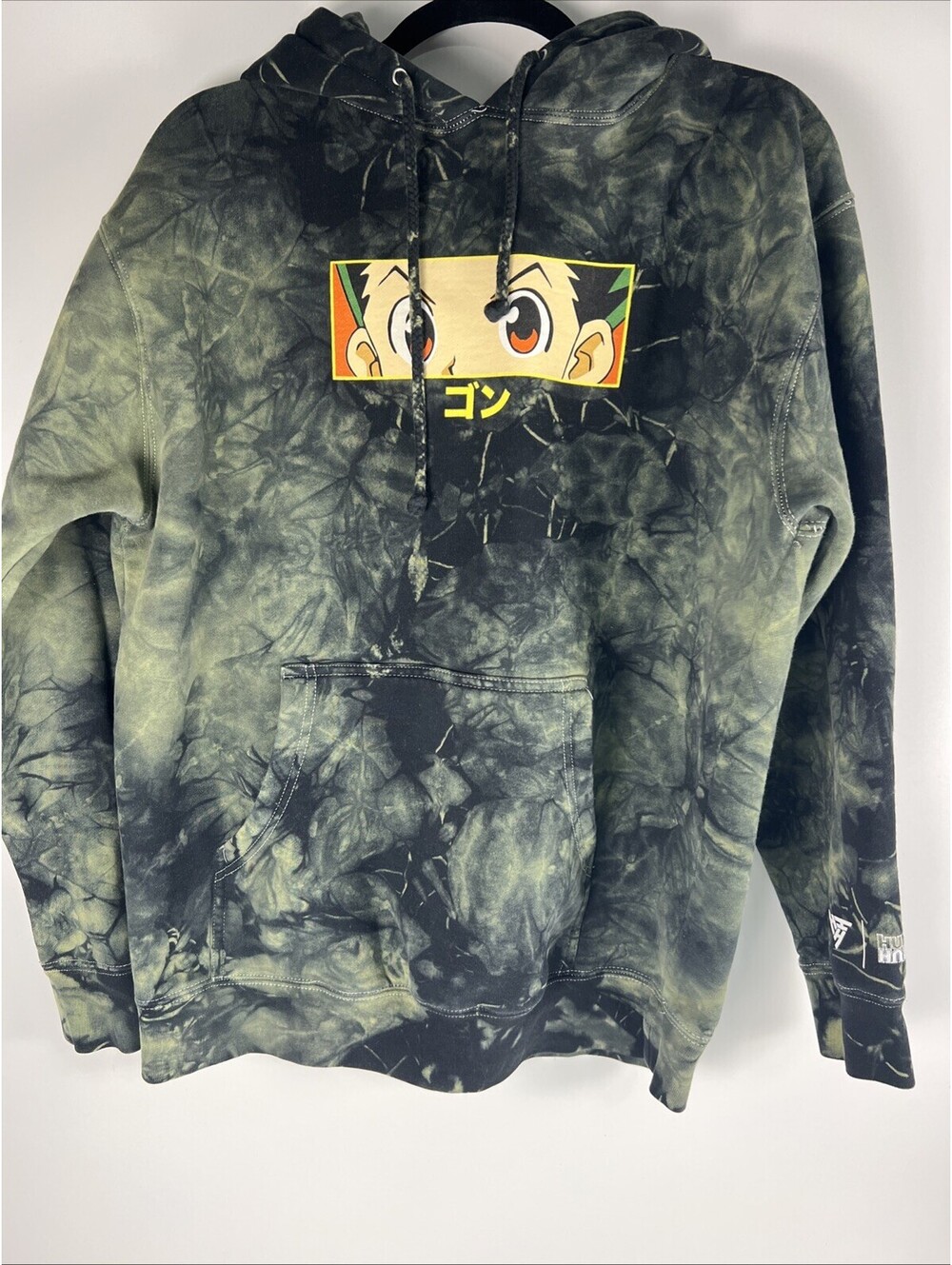 Hypland Hunter x Hunter Gon Eyes Hoodie Anime Manga Tie Dye Black Green-Men's M